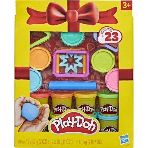 Play-Doh giftable compound and tools set, yellow box with 23 multicolor molds