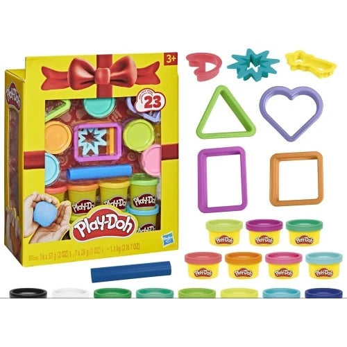 Play-Doh giftable compound set with shape cutters and 23-piece containers in box