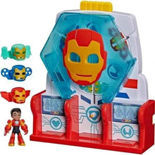 Marvel Iron Man Hall of Armor playset with blue dome, red base, and mini Iron Man figure