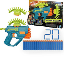 NERF Ammohawk dart blaster with green hopper and 20 foam darts
