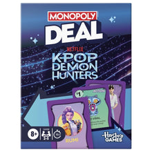Monopoly Deal Kpop Demon Hunters card game box front close-up