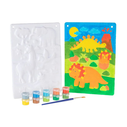 3D Paint-it Safari kit with blank board, paint bottles, and brush for 3D animal art