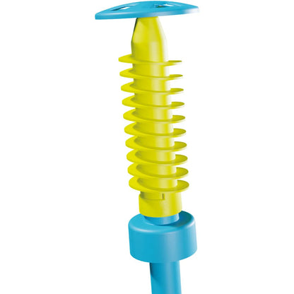 Height-adjustable spiral shaft with yellow coils and blue top cap