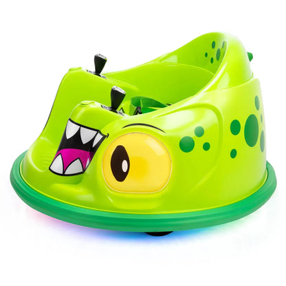Dino-Kinder-Elektro-Ride-on Bumper Car, neon-grün, mit großen gelben Augen