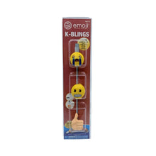 Emoji K-bling blister pack with three emoji-face figures and thumb accessory