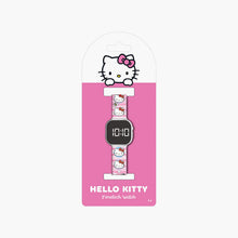 Hello Kitty themed digital watch in pink packaging with black display