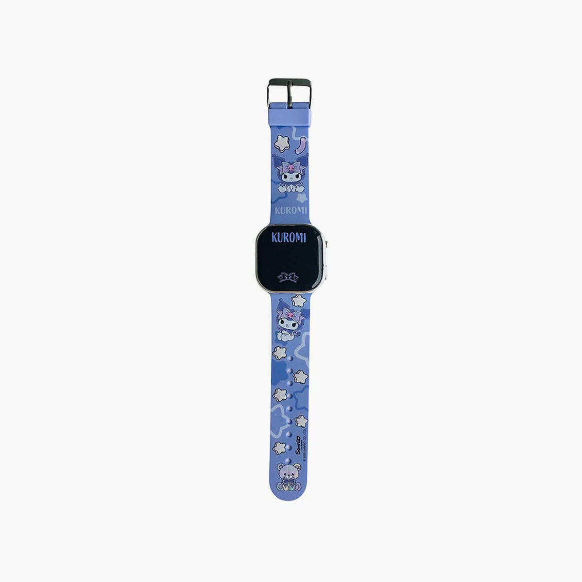 Kuromi digital watch with blue star-pattern strap and digital face