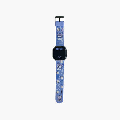 Kuromi digital watch with blue star-pattern strap and digital face