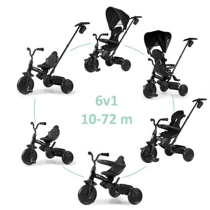 Black 6v1 tricycle stroller, 10-72 m; multiple modes
