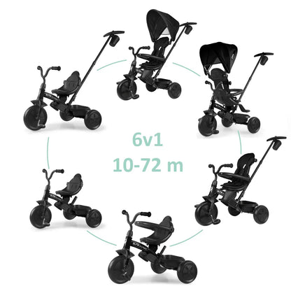 Black 3-wheel tricycle stroller with canopy and safety bar