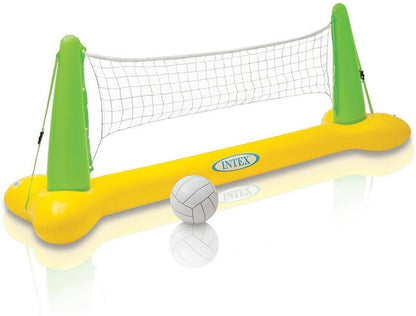 Inflatable volleyball net set with yellow base and green upright poles