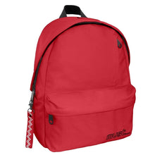 Red MUST backpack with front zipper pocket and adjustable padded straps