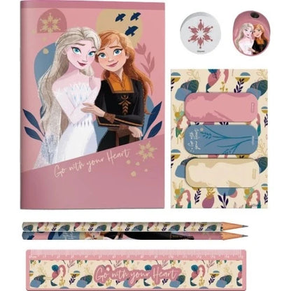 Frozen stationery set with character notebook, stickers, pencil, and ruler bundle