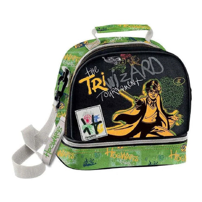 MUST isothermal lunch bag, black with fantasy wizard-style graphic and green side trim