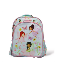 Kids fairies graphic backpack with front zipper and padded shoulder straps