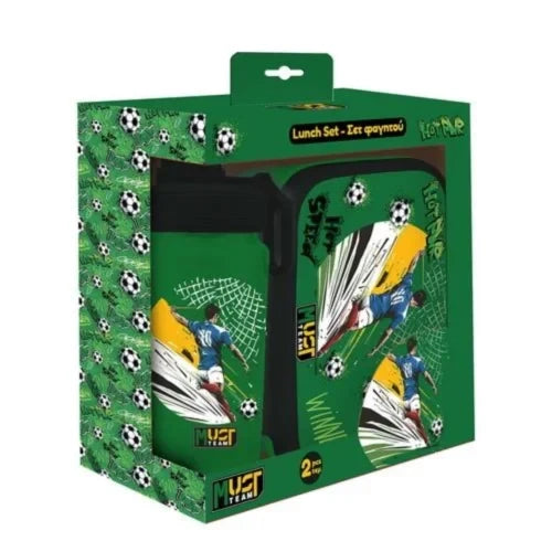 Football-themed aluminum water canteen 500ml lunch set box