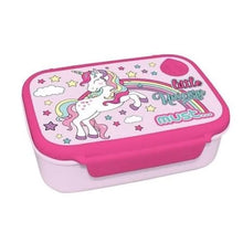 MUST 800ml lunch box with unicorn and stars, pink lid, white base