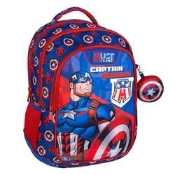 Primary School Backpack Avengers Captain America Must Team 3 Compartments