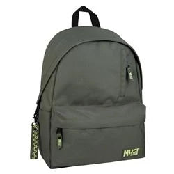 Backpack Must Team Monochrome Classic Olive with Green Light 1 Main Compartment