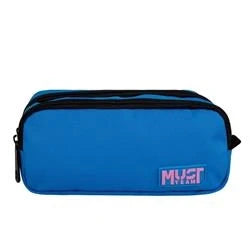 Barrel Pencil Case Must Team Monochrome Blue Light with Pink 2 Compartments