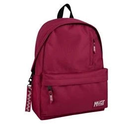 Backpack Must Team Monochrome Classic Burgundy with Grey 1 Main Compartment