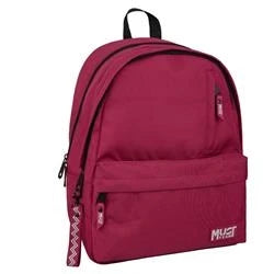 Backpack Must Team Monochrome Classic Burgundy with Grey 2 Main Compartments