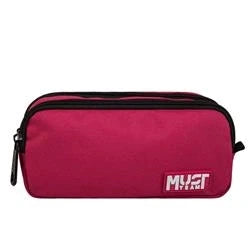 Barrel Pencil Case Must Team Monochrome Burgundy with Grey 2 Compartments