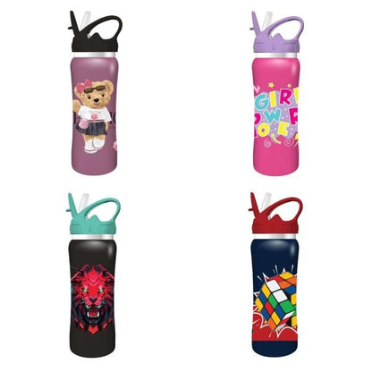 Toddler Water Bottle Stainless Steel Must Team 500ml 4 Designs 1 Piece