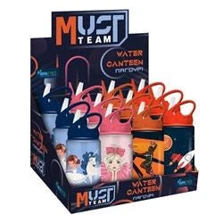 Kids Water Bottle Aluminium Must Team 500ml with straw 4 Designs