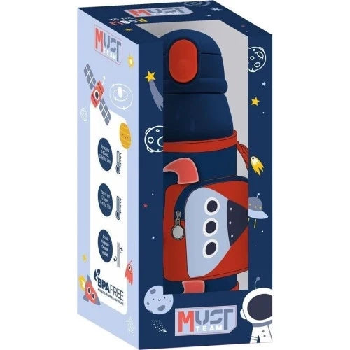 MUST space-themed 500ml stainless steel canteen box with straw and carry case