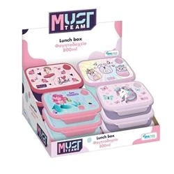 MUST assorted 800ml lunch box set with pink and light-colored hinged containers