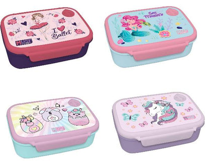 Assorted 800ml illustrated lunch box set of four with cute animal designs
