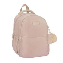 Mini monochrome backpack, light pink, front zipper pocket and top handle
