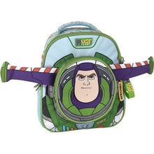 Kids astronaut backpack, green and purple with light blue front