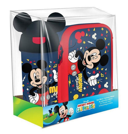 Mickey lunch box and water bottle set, printed cartoon design in gift box