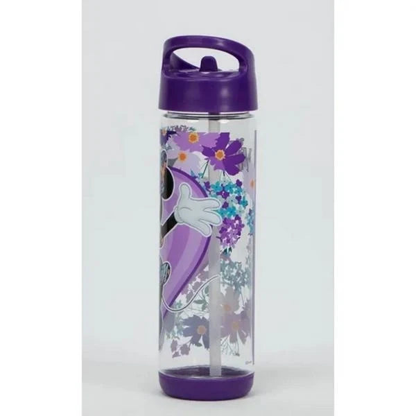 Sunce Minnie 500 ml water bottle with purple flip lid and floral Minnie print
