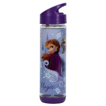 500ml frozen water bottle with purple flip-top lid and winter character graphics