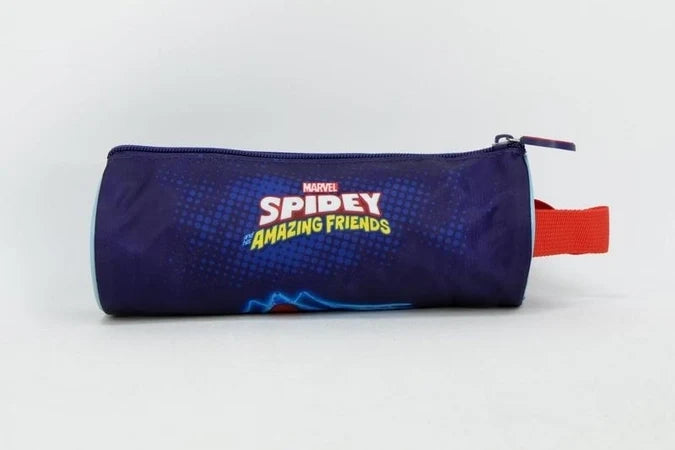 Sunce Spidey pencil case, navy blue with Marvel Spidey Amazing Friends text, zip