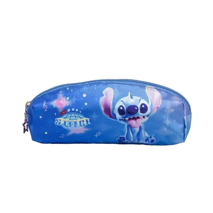 Blue Stitch pencil case with zipper and space-themed graphic