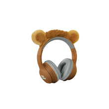 Kids' Bluetooth lion headphones with tan bear ears and cushioned ear pads