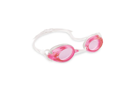 Sport relay swim goggles in pink with clear strap and tinted lenses