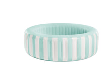 Inflatable pool with mint and white vertical stripe side wall