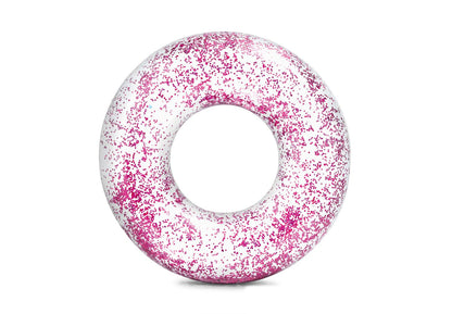Sparkling glitter tube, white with magenta glitter swirl
