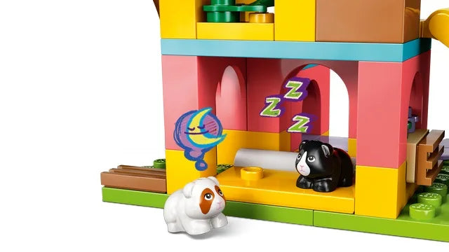 Guinea pig playhouse playset with open window and two guinea pig figurines