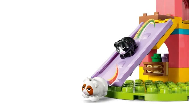 Guinea pig playground playset with purple slide and two animal figurines