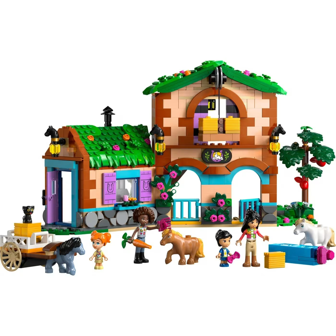 Pony Ranch & Stable playset building with doors, roof, horses, and minifigures