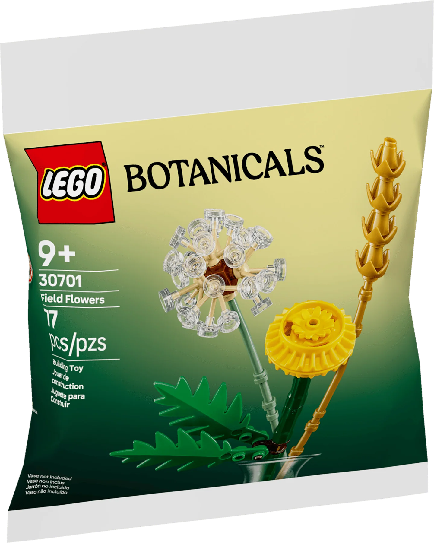 LEGO Field Flowers set box, Botanicals theme, yellow flower build, age 9+
