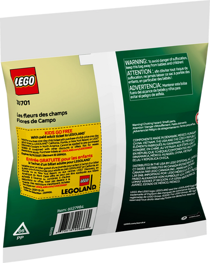 Field Flowers set box back with age warning and LEGO 30701 details
