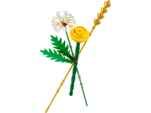 Field Flowers LEGO brick bouquet with green stems and yellow flower heads