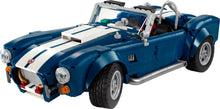 LEGO Icons Shelby Cobra 427 S/C toy car with open cockpit and white stripe hood